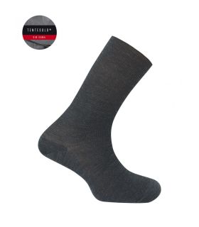 CALCETÍN DE LANA CANALÉ "TENTESOLO" SIN GOMAS PUNTO BLANCO GRIS OSCURO