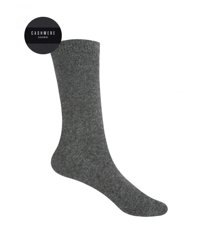 CALCETÍN CÁLIDO ANTIPRESIÓN LANA-CACHEMIRA LISO GRIS