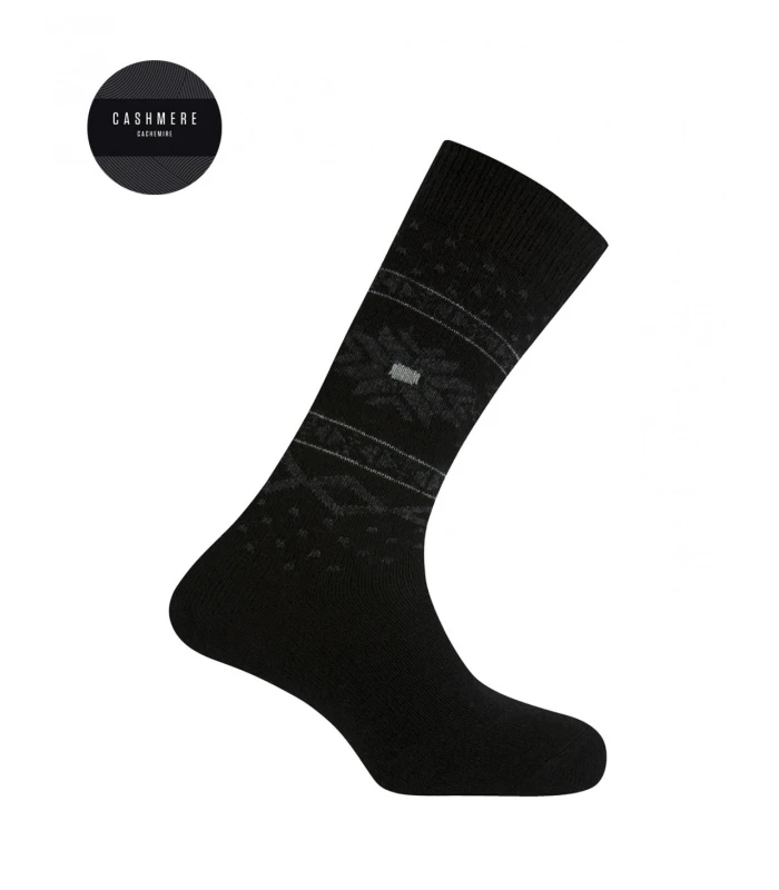 CALCETÍN CASHMERE-LANA CENEFA FLOR NIEVE PUNTO BLANCO