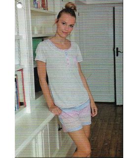 PIJAMA DE MUJER VERANIEGO PANTALÓN CORTO  Y MANGA CORTA