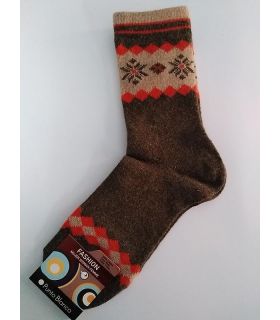 CALCETÍN DE MUJER DE LANA ESTAMPADOS FANTASÍA PUNTO BLANCO