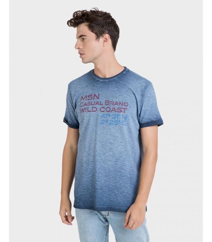 CAMISETA DE HOMBRE DE MANGA CORTA Y CUELLO REDONDO AZUL