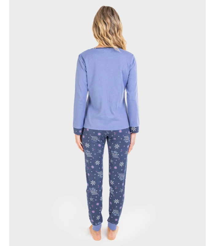 PIJAMA MUJER ALGODÓN 100% C/REDONDO CON PUÑOS