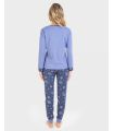 PIJAMA MUJER ALGODÓN 100% C/REDONDO CON PUÑOS