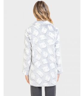 BATA POLAR CORTADE CREMALLERA ESTAMPADA PANDAS GRIS