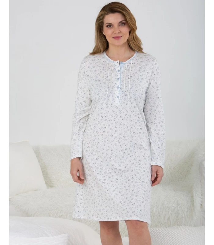 CAMISÓN 100% ALGODÓN ORGÁNICO MANGA LARGA AZUL