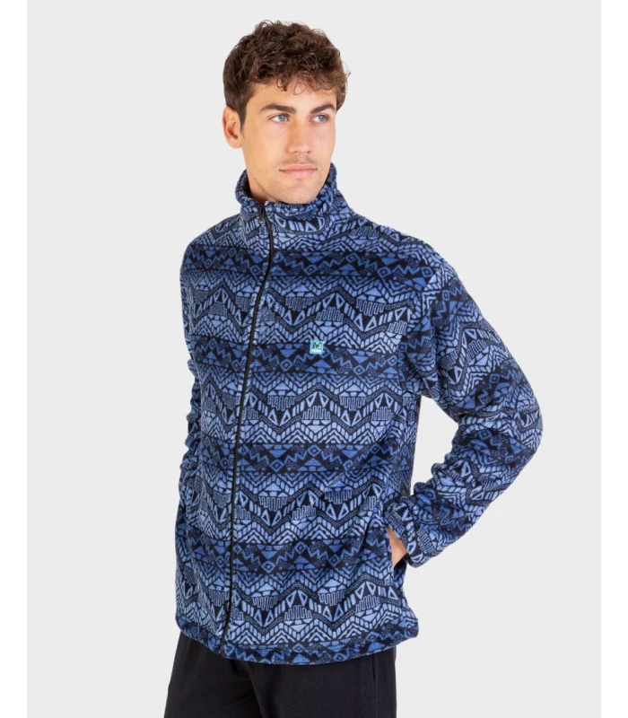 BATA POLAR CORTA DE HOMBRE CON CREMALLERA ESTAMPADO FANTASÍA