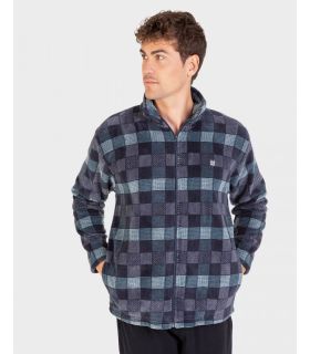 BATA POLAR DE HOMBRE CORTA DE CREMALLERA CUADROS
