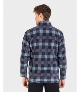 BATA POLAR DE HOMBRE CORTA DE CREMALLERA CUADROS