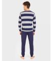 PIJAMA HOMBRE ALGODÓN C/REDONDO CON PUÑOS AZUL