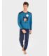 PIJAMA HOMBRE ALGODÓN C/REDONDO CON PUÑOS MARINO