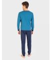 PIJAMA HOMBRE ALGODÓN C/REDONDO CON PUÑOS MARINO