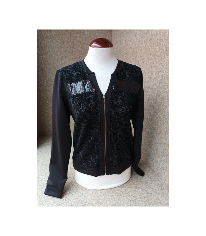 CHAQUETA DE MUJER CON CREMALLERA COLOR NEGRO