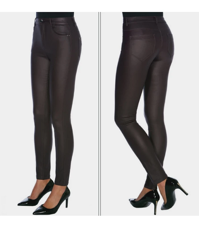 PANTALONES DE MUJER AJUSTADOS TIPO CUERO LEATHER JEANS JANIRA