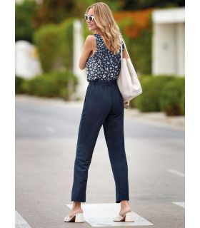PANTALONES DE MUJER FRESCO LISO MARINO JANIRA