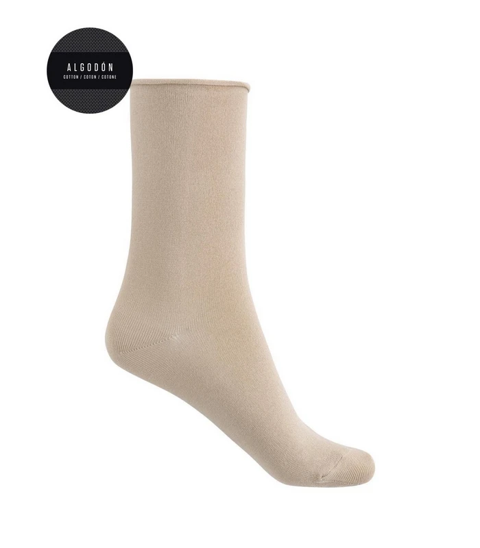 CALCETÍN ANTIPRESIÓN DE ALGODÓN CON PUÑO ROULÉ PUNTO BLANCO