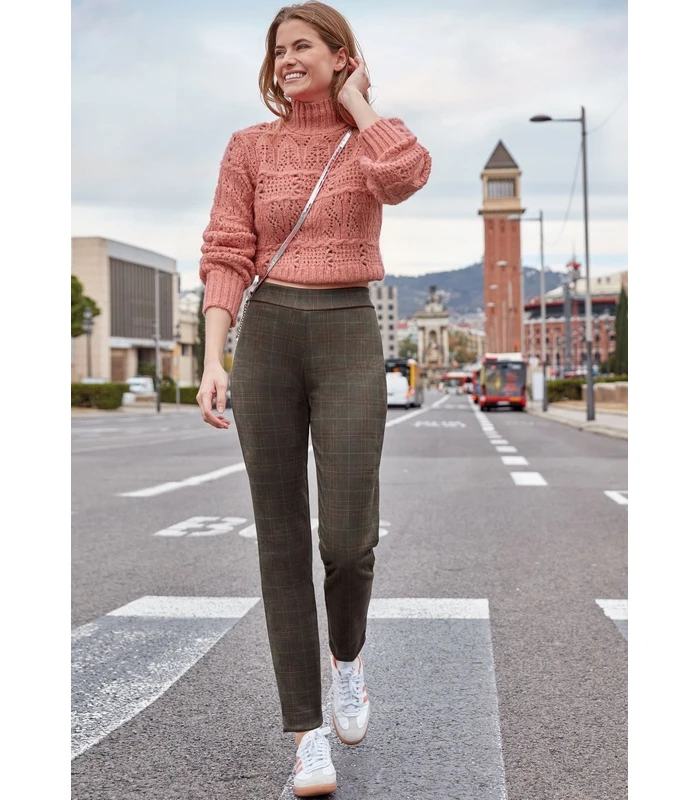 PANTALONES CIGARETTE CÁLIDOS GREEN TARTAN JANIRA