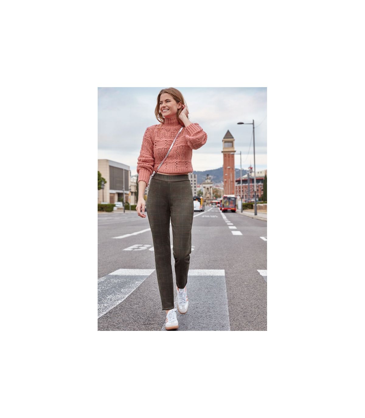 PANTALONES CIGARETTE CÁLIDOS GREEN TARTAN JANIRA