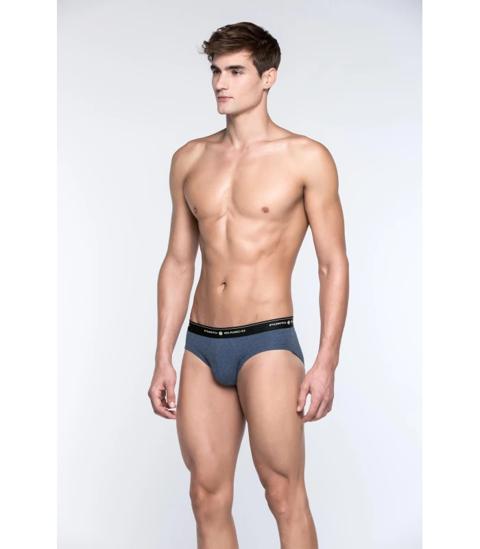 CALZONCILLO SLIP DE ALGODÓN ELÁSTICO BASIX PUNTO BLANCO