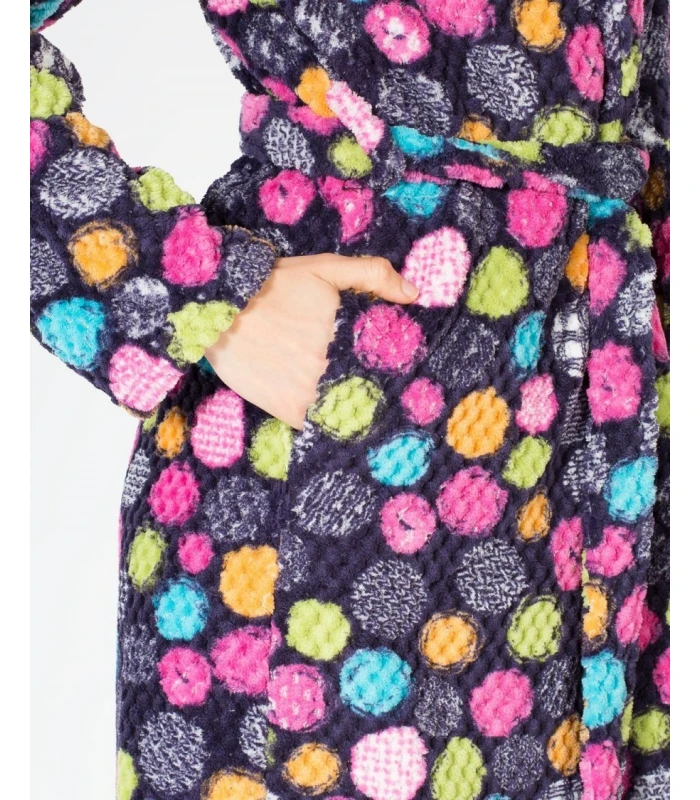 BATA POLAR DE MUJER DE CRUZAR LARGA TOPOS