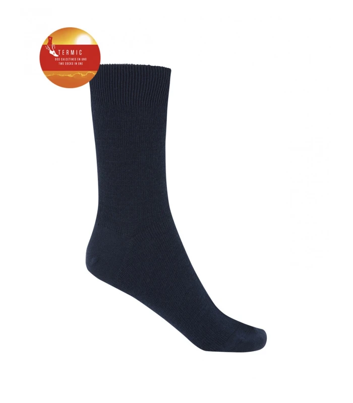 CALCETÍN TÉRMICO DE ORLÓN LISO PUNTO BLANCO MARINO