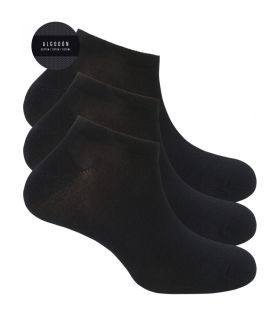 CALCETÍN DE ALGODÓN LISO TOBILLERO BASIX (PACK 3 UD.) NEGRO