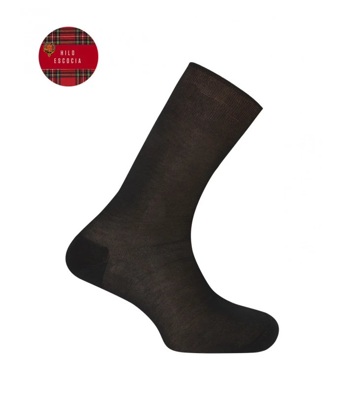 CALCETÍN DE HILO DE ESCOCIA LISO PUNTO BLANCO