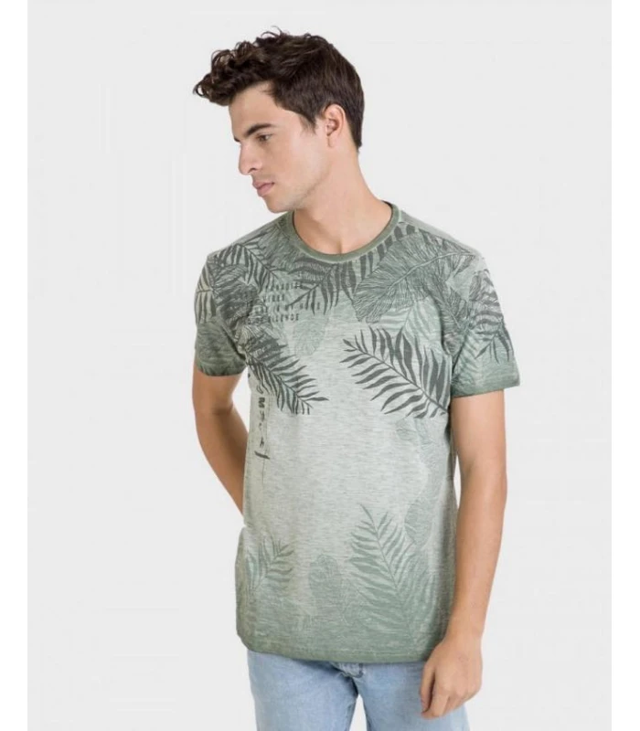 CAMISETA DE HOMBRE MANGA CORTA CUELLO REDONDO CAQUI