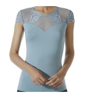 CAMISETA DE MUJER DE MANGA CORTA MODAL GRETA REDONDO LOO FLOWERY