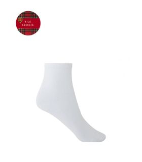 CALCETÍN CHATO DE HILO DE ESCOCIA LISO PUNTO BLANCO, BLANCO