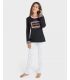 PIJAMA MUJER ALGODÓN C/REDONDO CON PUÑOS NEGRO