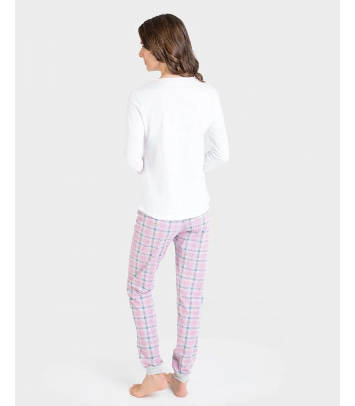 PIJAMA MUJER ALGODÓN C/REDONDO BLANCO