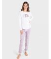 PIJAMA MUJER ALGODÓN C/REDONDO BLANCO