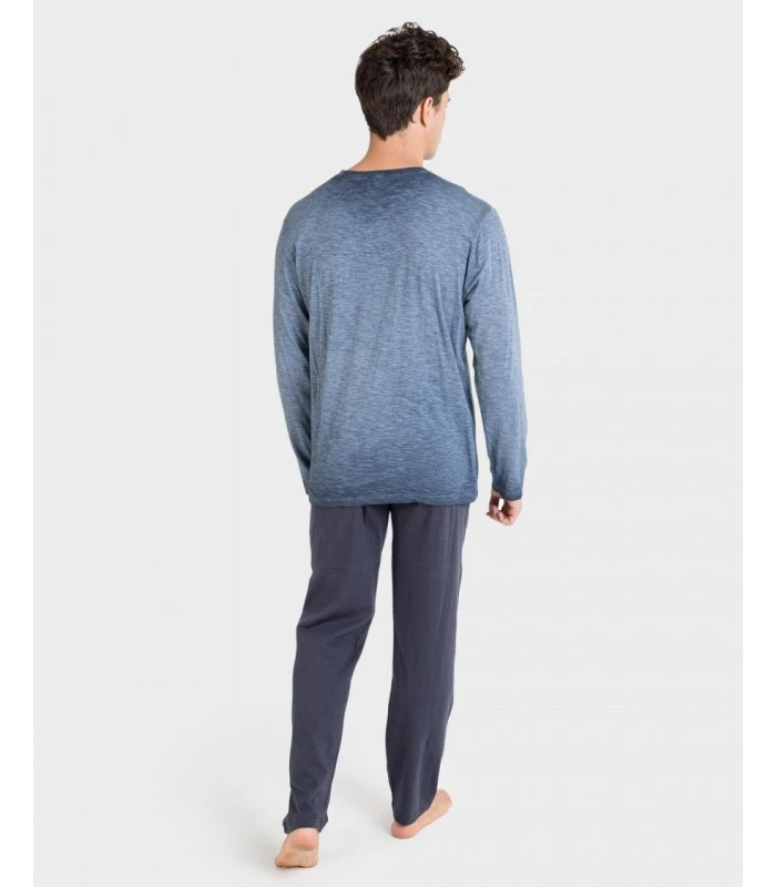 PIJAMA HOMBRE ALGODÓN C/REDONDO MARINO